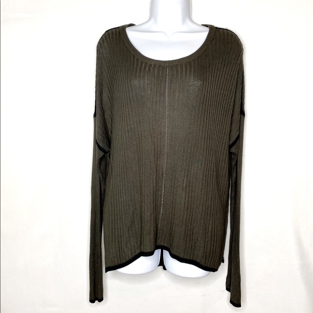 Anthropologie John + Jenn Sweater Ribbed Tunic Large‎  Green